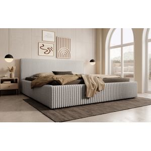 Meubella - Tweepersoonsbed Infinity - Grijs - Fluffy ribstof - 180x200 cm