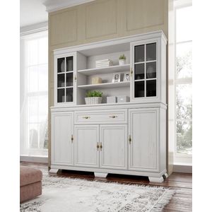 Meubella - Buffetkast Kresto - Wit Eiken - 6 Deurtjes - 1 Lade