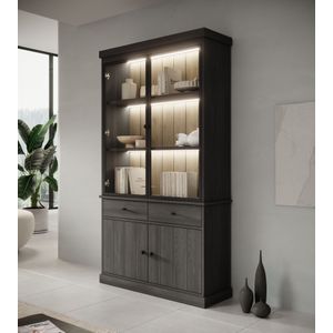 Meubella - Buffetkast Vince 1 - Zwart eiken - 124 cm