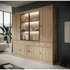 Meubella - Buffetkast Vince - Eiken - 240 cm - Met LED-Verlichting