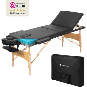 ZenGrowth - Economy Massagetafel - Zwart - Inklapbaar - Breedte 95 cm - Hoogte 57 tot 83 cm - Dubbellaags matras