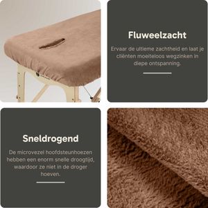ZenGrowth - Serenza - Hoeslaken Massagetafel - Bruin - Met Uitsparing - 185cm x 70-76cm - Microvezel - Sneldrogend