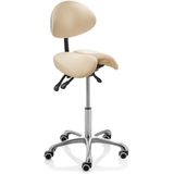 ZenGrowth - Ergonomische Zadelkruk - Beige - Kantelbare Split Zitting - Chroom Frame