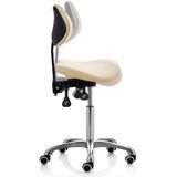 ZenGrowth - Ergonomische Zadelkruk - Beige - Kantelbare Split Zitting - Chroom Frame