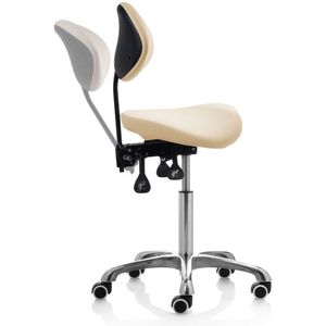 ZenGrowth - Ergonomische Zadelkruk - Beige - Kantelbare Split Zitting - Chroom Frame