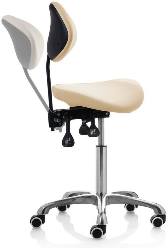 ZenGrowth - Ergonomische Zadelkruk - Beige - Kantelbare Split Zitting - Chroom Frame