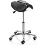 ZenGrowth - Ergonomische Zadelkruk - Zwart - Kantelbare Split Zitting - Chroom Frame