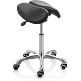 ZenGrowth - Ergonomische Zadelkruk - Zwart - Kantelbare Split Zitting - Chroom Frame