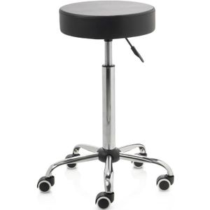ZenGrowth - Ergonomische Tabouret - Zwart - Hoge Gasveer - Wieltjes - Chroom Frame