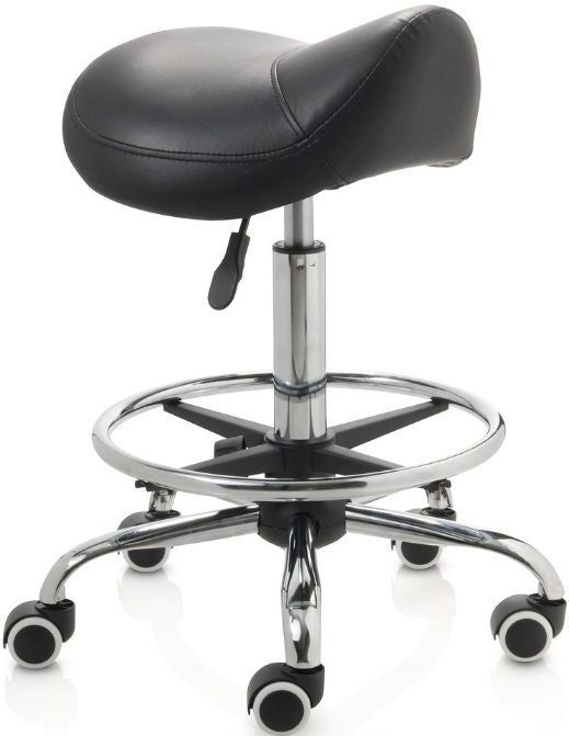 ZenGrowth - Zadelkruk - Zwart - Met Voetring - Chroom Frame - Middelhoge Gasveer