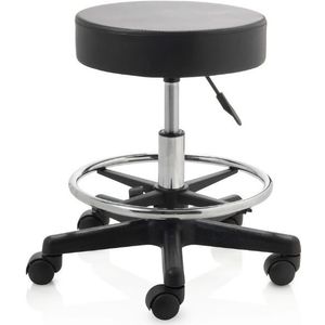 ZenGrowth - Tabouret - Zwart - Kunststof Frame - Lage Gasveer - Wieltjes