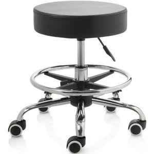 ZenGrowth - Tabouret - Zwart - Chroom Frame - Lage Gasveer - Wieltjes