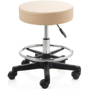 Tabouret - Beige - ZenGrowth - Kunststof Frame - Lage Gasveer - Wieltjes