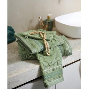 Pip Studio Jasmin Jacquard Douchelaken - 70x140 cm - Groen