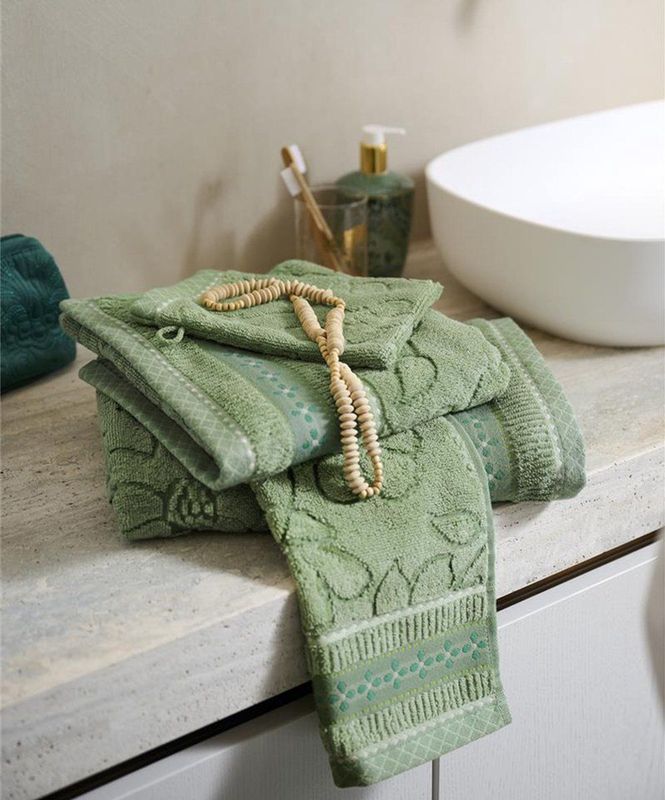 Pip Studio Handdoek Jasmin Jacquard Green 55x100