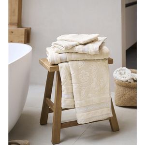 Grote Handdoek Jasmin Jacquard Zand 70x140cm