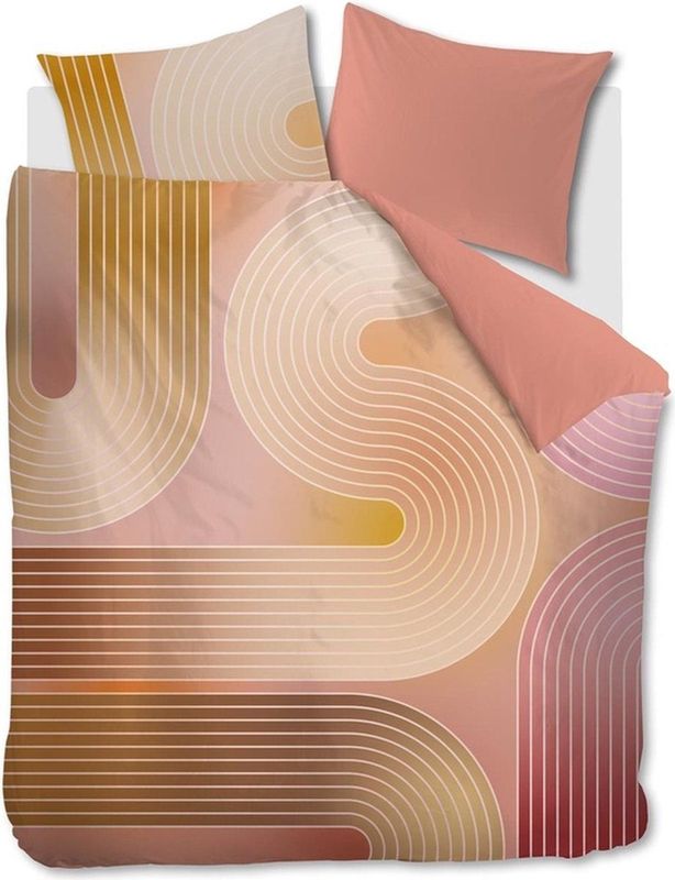 Beddinghouse Dutch Design Curves Dekbedovertrek - Koraalrood - 100% Katoensatijn