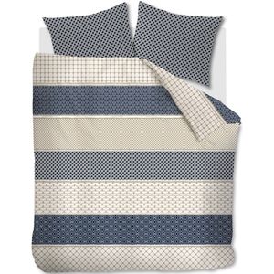 Sleepdown Ahois Nautisch Wit Blauw 100% Katoen Plain Reverse Dekbedovertrek Quilt Kussensloop Beddengoed Set Zacht Gemakkelijk te onderhouden - Single (135 cm x 200 cm