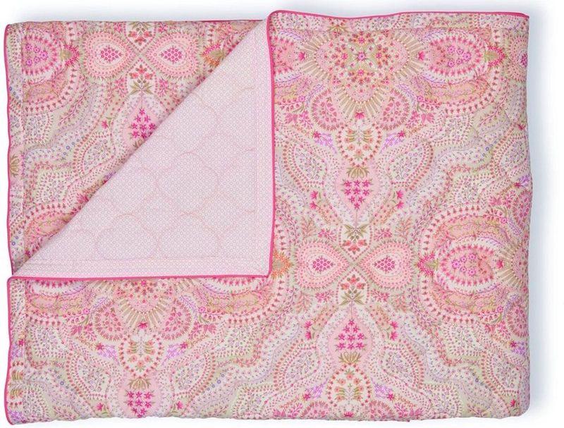 Pip Studio - Quilt Moon Flower - Sprei - 100% Katoenperkal - Pastel met Bloemen- en Bladerdessin