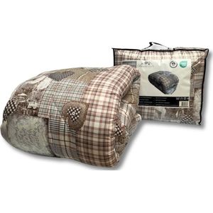 Beau Maison Bedrukt Dekbed - Dekbed Zonder Overtrek - Beige Taupe - 200 x 200 cm - Hoesloos - 2 in 1 dekbed - Wasbaar