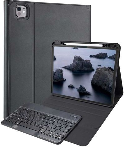 Accezz - AZERTY Bluetooth Keyboard Bookcase - Zwart - Kunststof