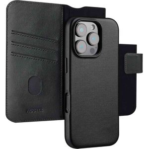 Accezz Hoesje Geschikt voor iPhone 16 Pro Max Leather Bookcase 2 in 1 geschikt voor MagSafe Onyx Black
