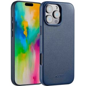 Accezz MagSafe Leather Backcover voor de Apple iPhone 16 Pro Max - Nightfall Blue