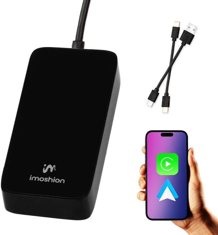 Imoshion - Carplay Dongle - Draadloos - Inclusief USB-A en USB-C Kabel - Zwart