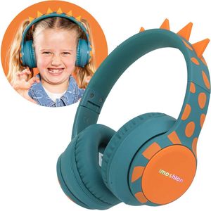 Imoshion - Kids Dino - Bluetooth Koptelefoon - Petrol Green / Orange - Draadloos