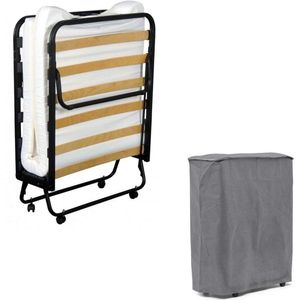 HOMCOM 2-in-1 slaapbank, opvouwbaar fauteuilbed, logeerbed met matras, compact, lichtgrijs