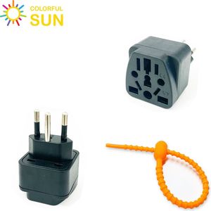 Colorful Sun® Universele Wereldstekker - 2 Stuks - Zwitserland - Reisstekker type J - Europa, EU / US / CN / AU / FR / JP / IT naar CH / CL Zwitserland, Liechtenstein, Switzerland, Liechtenstein - Zwart
