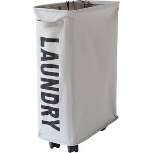 Livano Wassorteerder - Wasmand 1 Vak - Laundry Basket - Wassorteerder Op Wieltjes - Bag - Lichtgrijs