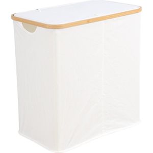 Livano Wasmand 2 Vakken - Wassorteerder - Laundry Basket - Bag - Wit - 100 Liter