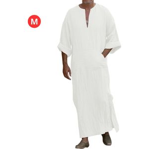 Livano Djellaba Heren - Kaftan - Arabisch Mannen - Moslim Kleding - Islamitische Kleding - Alhamdulillah - Wit M
