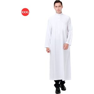 Livano Arabisch Mannen Kaftan - Djellaba Heren - Islamitische Kleding - Moslim Kleding - Alhamdulillah - Wit XXXL