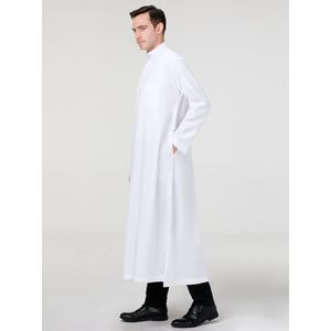 Livano Arabisch Mannen Kaftan - Djellaba Heren - Islamitische Kleding - Moslim Kleding - Alhamdulillah - Grijsblauw L