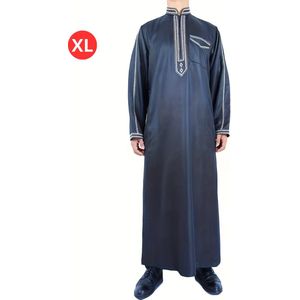 Livano Islamitische Kleding - Djellaba Heren - Moslim Kleding - Arabisch Mannen Kaftan - Alhamdulillah - Blauw XL