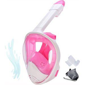 Livano Snorkelmasker - Volwassenen - Snorkel - Snorkelset - Duikbril - Full Face - L/XL - Roze & Wit