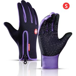 Livano Handschoenen - Touchscreen Handschoenen - Fietshandschoenen - Winter - Heren - Wielrenhandschoenen - Paars - Maat S