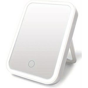 Livano Opmaakspiegel Met Ledverlichting - Make Up Spiegel - Met Led Verlichting - Tafelspiegel - Met Licht - Staande Spiegel - Inklapbaar - Wit