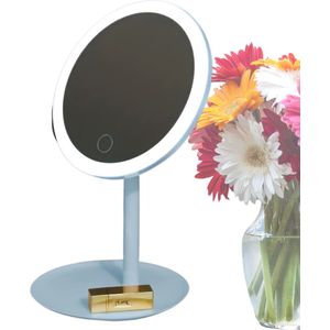 Livano Opmaakspiegel Met Ledverlichting - Make Up Spiegel - Met Led Verlichting - Tafelspiegel - Met Licht - Staande Spiegel - Blauw
