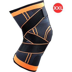 Livano Kniebrace - Sportbrace Knie - Knee Sleeves - Knee Sleeves Powerlifting - Compressie Knie Brace - Knee Wraps - Knee Support - Dames - Heren - Oranje - Maat XXL