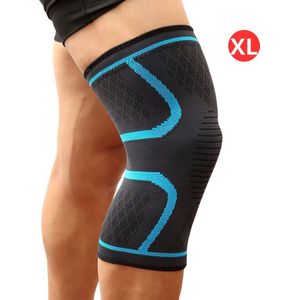 Livano Sportbrace Knie - Kniebrace - Knee Sleeves Powerlifting - Knee Support - Compressie Knie Brace - Knee Wraps - Dames - Heren - Blauw - Maat XL