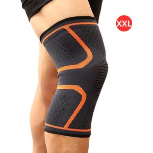 Livano Sportbrace Knie - Kniebrace - Knee Sleeves Powerlifting - Knee Support - Compressie Knie Brace - Knee Wraps - Dames - Heren - Oranje - Maat XXL