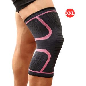 Livano Sportbrace Knie - Kniebrace - Knee Sleeves Powerlifting - Knee Support - Compressie Knie Brace - Knee Wraps - Dames - Heren - Roze - Maat XXL