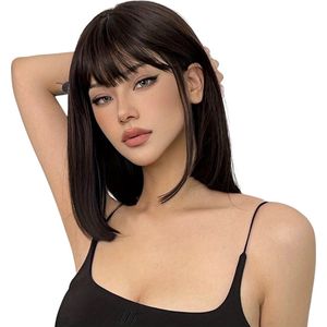 Livano Pruiken Dames - Lang Haar - Cosplay Pruik - Hair Wig - Zwart - 35cm