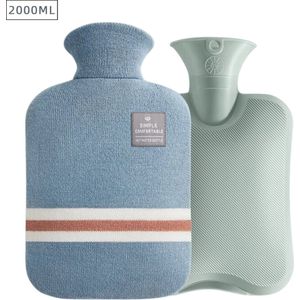 Actania Warmtekruik - Warmwaterzak Met Hoes - Warmwaterkruik - Warmtekussen - Knuffel Kruik - Bag - Sky Blauw 2000ml