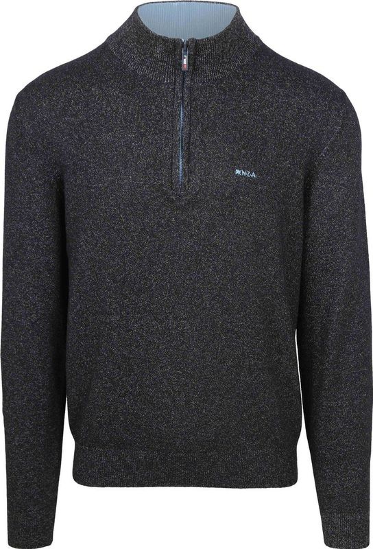 NZA Half Zip Trui Christopher Melange Navy - Heren - Schipperstrui