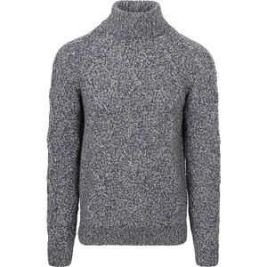 NZA - Blauwe wollen kabeltrui met col - Tin Blue