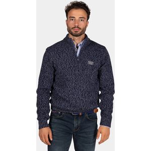 New Zealand - Gebreide Trui - Blauw - 50% Wol 50% Acryl - Half Zip
